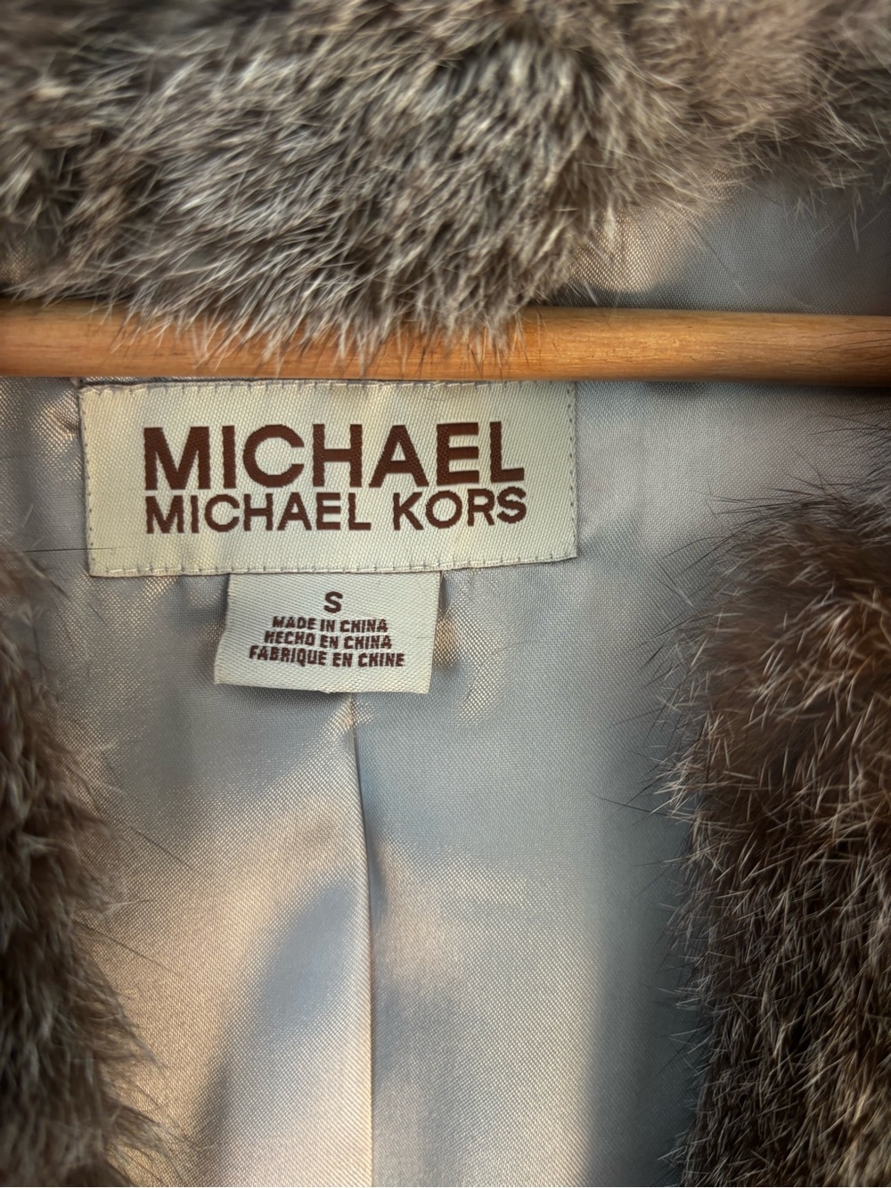 Michael Michael Kors Genuine Rabbit Fur Vest – Silver Grey & Sand Blend – Small - Picture 4 of 10